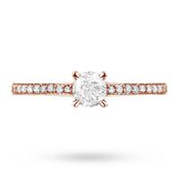 Brilliant Cut 0.45 Total Carat Weight Solitaire And Diamond Set Shoulders Ring In 18 Carat Rose Gold - Ring Size P