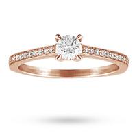 Brilliant Cut 0.30 Total Carat Weight Solitaire And Diamond Set Shoulders Ring In 18 Carat Rose Gold - Ring Size P