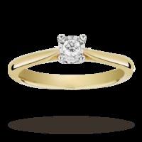 Brilliant cut 0.08 carat solitaire diamond ring in 9 carat yellow gold - Ring size M