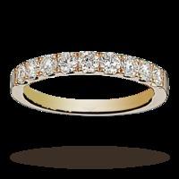 Brilliant cut 0.72 total carat weight diamond half eternity ring in 18 carat yellow gold - Ring Size O