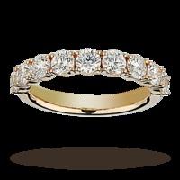 Brilliant cut 1.37 total carat weight diamond half eternity ring in 18 carat yellow gold - Ring Size M