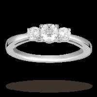 Brilliant Cut 0.50 Total Carat Weight Three Stone And Diamond Ring Set In 18 Carat White Gold - Ring Size O