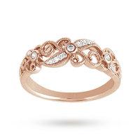 Brilliant Cut 0.10ct Total Weight Diamond Ring In 9ct Rose Gold - Ring Size L