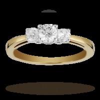 Brilliant Cut 0.50 Total Carat Weight Three Stone And Diamond Ring Set In 18 Carat Yellow Gold