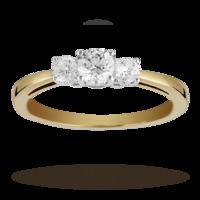 Brilliant Cut 0.50 Total Carat Weight Three Stone And Diamond Ring Set In 18 Carat Yellow Gold - Ring Size U