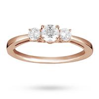 Brilliant Cut 0.50 Total Carat Weight Three Stone And Diamond Ring Set In 18 Carat Rose Gold - Ring Size R