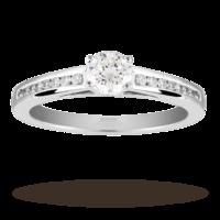 Brilliant Cut 0.45 Total Carat Weight Solitaire And Diamond Set Shoulders Ring Set In 9 Carat White Gold - Ring Size O