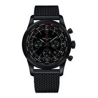 Breitling Transocean Unitime mens black stainless steel bracelet watch