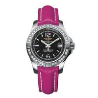 Breitling Colt Lady diamond-set pink leather strap watch