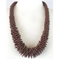 Brown seed bead loop weave necklace