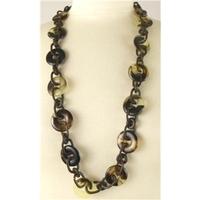 brown round oval link chain necklace