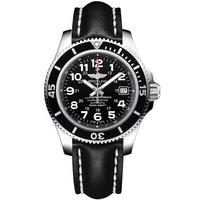 Breitling Mens Superocean II 42 Black Leather Strap Watch A17365C9/BD67 428X