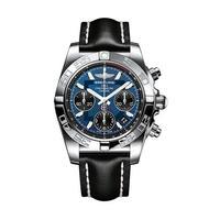 Breitling Gents Chronomat 41 Blue Dial Leather Strap Watch