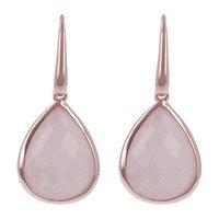 Bronzallure Alba Teardrop Faceted Rose Quartz Dangle Earrings