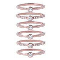 Bronzallure Purezza Set Of 6 Shiny Solitaire Rings