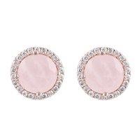 Bronzallure Preziosa Bronze Rose Quartz And Zirconia Round Stud Earrings