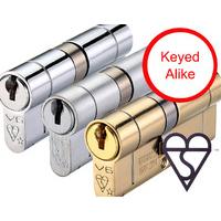 bs kitemarked offset euro cylinders 6 pin keyed alike