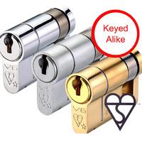 bs kitemarked single key euro cylinders 6 pin keyed alike