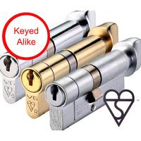 BS Kitemarked Key and Turn Euro Cylinders 6 Pin Keyed Alike