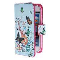 Butterflies and Flowers Pattern PU Leather Case with Magnetic Snap and Card Slot for Samsung Galaxy S3 mini I8190