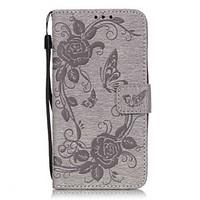 Butterfly Flower Color Double-sided Embossed Card Holder Lanyard PU Phone Case for Galaxy Grand Prime G530/J5(2016)
