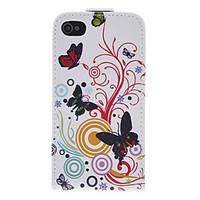 Butterfly and Flower PU Leather Full Bady Case for iPhone 4/4S