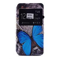 Butterfly Pattern Pattern Window Clamshell PU Leather Case with Stand and Card Slot for Samsung Galaxy Note Series