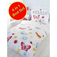 Butterfly 4 in 1 Junior Bedding Bundle (Duvet Pillow Covers)