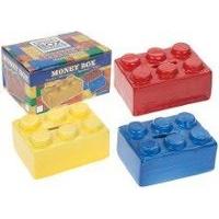 Building Brick Childs Ceramic Money Box Baby Room Gift Red Yellow Or Blue
