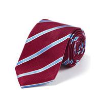 Burgundy/Blue Stripe Woven Silk Tie