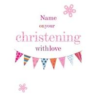 bunting christening | personalised christening card