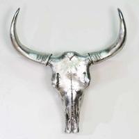 buffalo wall mount sculpture in poly antique silver