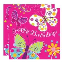 Butterfly Sparkle Happy Birthday Party Napkins