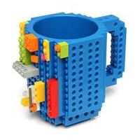 Build-On Creative Brick Mug with external pieces - Blue