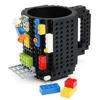 Build-On Creative Brick Mug with external pieces - Black