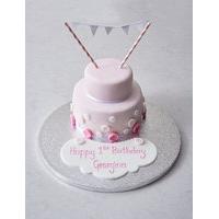 Button & Bunting Cake in Pink & White