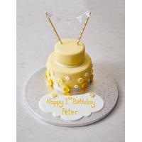 Button & Bunting Cake in Yellow & White