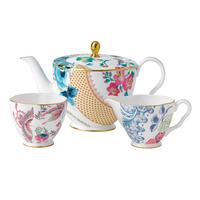 butterfly bloom 3 piece set teapot sugar and cream