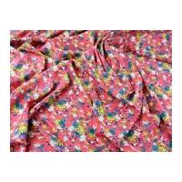 Busy Floral Print Microfibre Dress Fabric Coral Pink