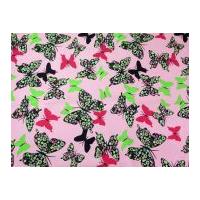 butterflies print polycotton canvas dress fabric pink