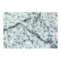 Busy Floral Cotton Lawn Dress Fabric Turquoise & Lilac