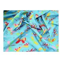 Butterfly & Dragonfly Print Polycotton Dress Fabric