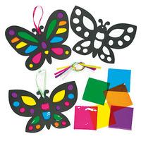 butterfly stained glass effect decorations pack of 18