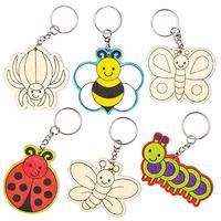 Bug Wooden Keyrings (Pack of 6)