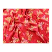Butterfly Batik Print Cotton Canvas Dress Fabric Red Orange