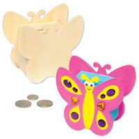 Butterfly Wooden Coin Banks (Pack of 16)