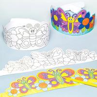 Butterfly & Flower Colour-in Crowns (Pack of 32)