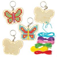 butterfly cross stitch wooden keyring kits pack of 6