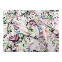 Butterfly Digital Print Stretch Jersey Dress Fabric Pink