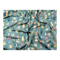 Bugs & Beetles Print Stretch Cotton Jersey Knit Dress Fabric Green